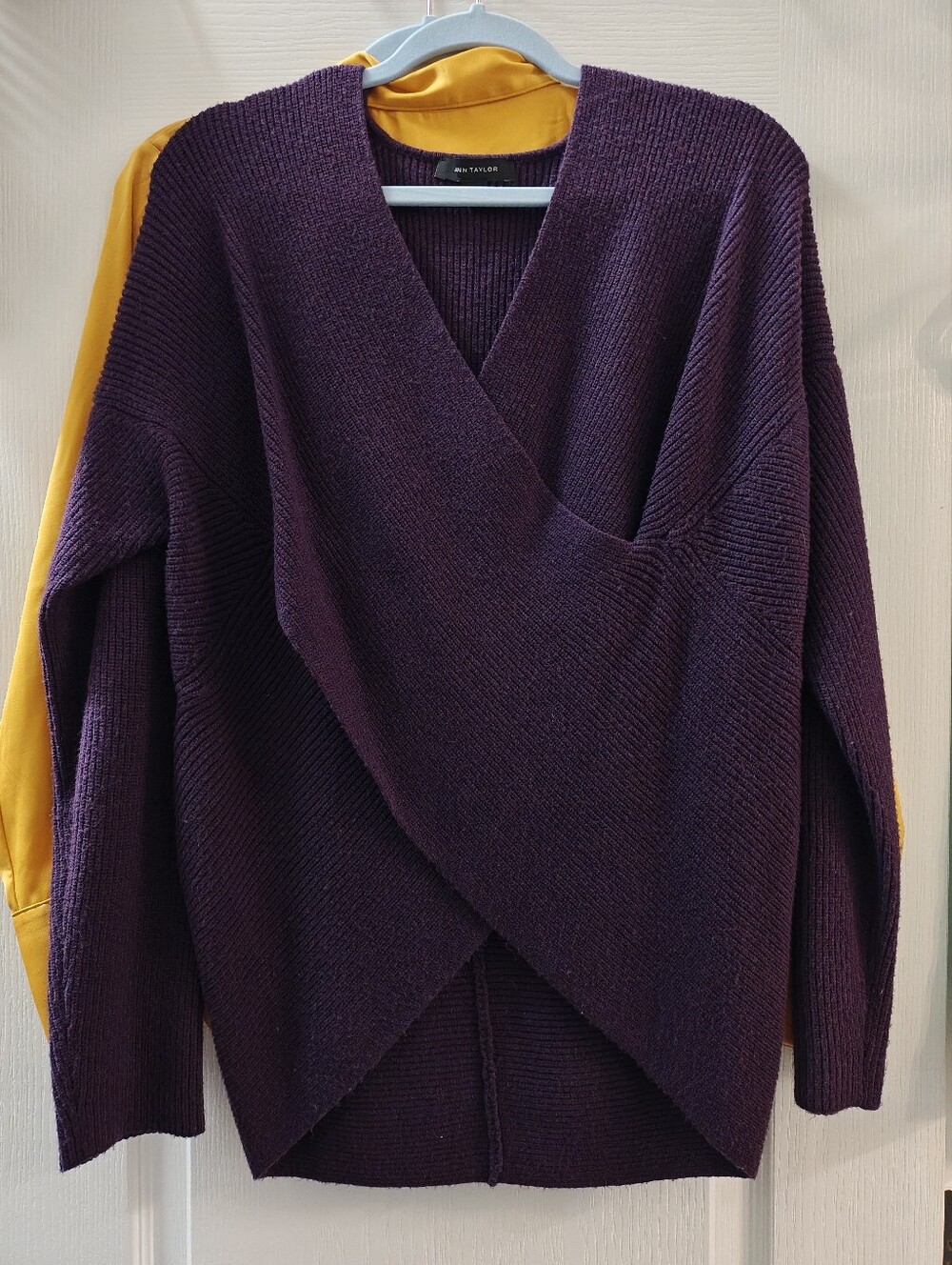 Ann Taylor Plum Wrap-Front V-Neck Sweater